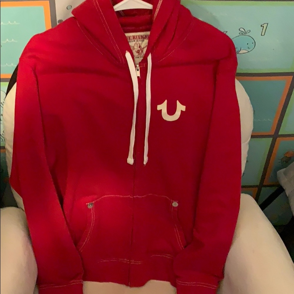 Red true religion hoodie large